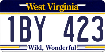 WV license plate 1BY423