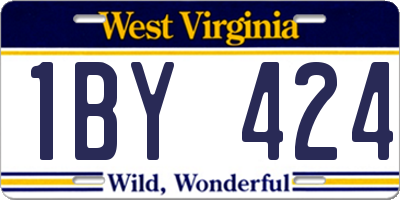 WV license plate 1BY424
