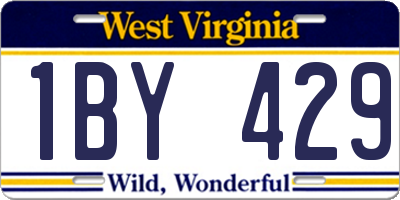 WV license plate 1BY429