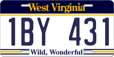WV license plate 1BY431