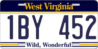 WV license plate 1BY452