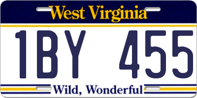 WV license plate 1BY455