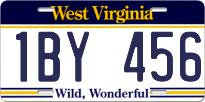 WV license plate 1BY456