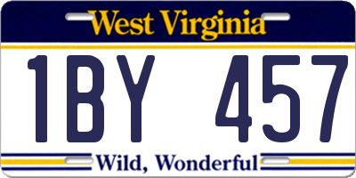 WV license plate 1BY457