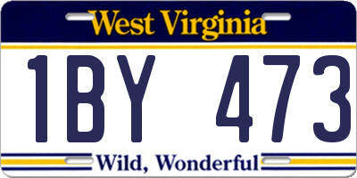 WV license plate 1BY473