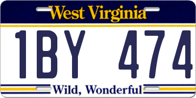 WV license plate 1BY474