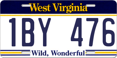 WV license plate 1BY476