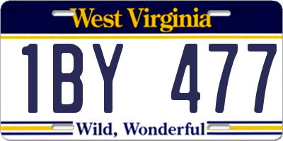 WV license plate 1BY477