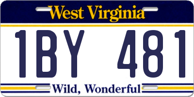 WV license plate 1BY481