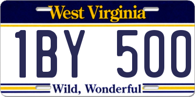 WV license plate 1BY500