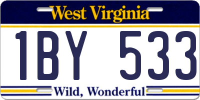 WV license plate 1BY533