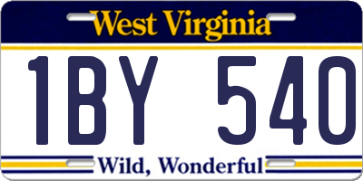 WV license plate 1BY540