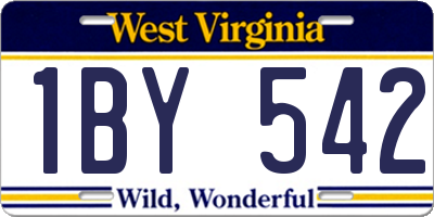 WV license plate 1BY542