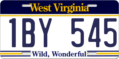 WV license plate 1BY545