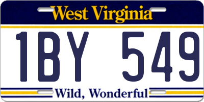 WV license plate 1BY549