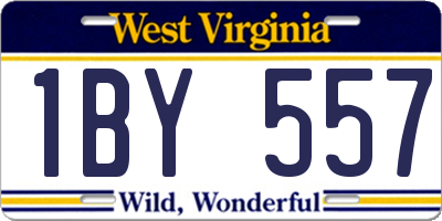 WV license plate 1BY557