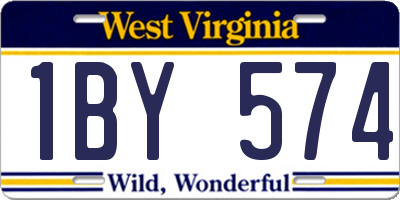 WV license plate 1BY574