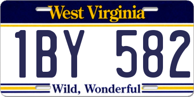 WV license plate 1BY582