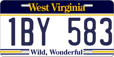 WV license plate 1BY583