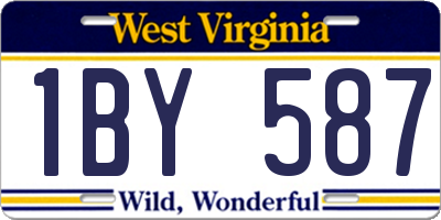 WV license plate 1BY587