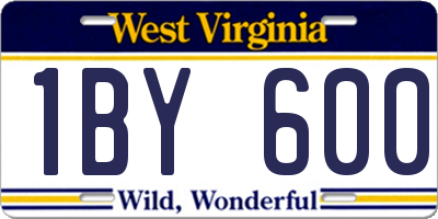 WV license plate 1BY600