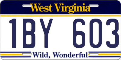 WV license plate 1BY603