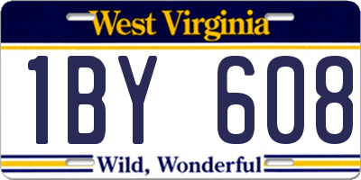 WV license plate 1BY608