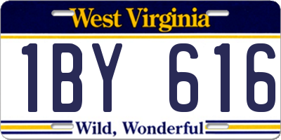 WV license plate 1BY616