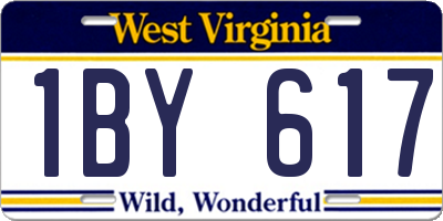 WV license plate 1BY617