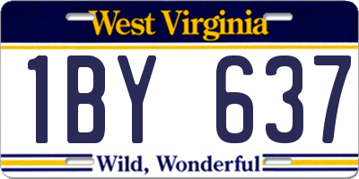 WV license plate 1BY637
