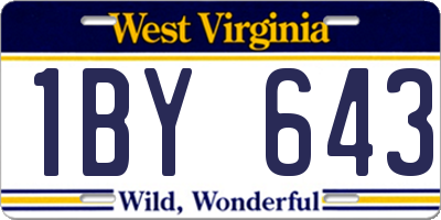 WV license plate 1BY643