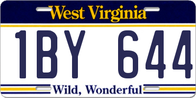 WV license plate 1BY644