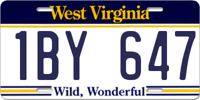 WV license plate 1BY647