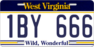 WV license plate 1BY666