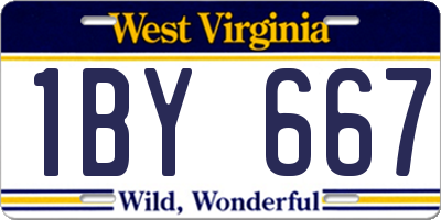 WV license plate 1BY667