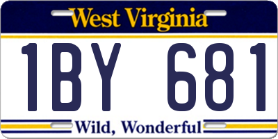 WV license plate 1BY681