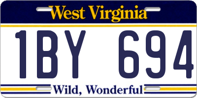 WV license plate 1BY694