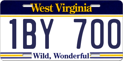 WV license plate 1BY700