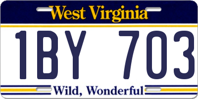 WV license plate 1BY703