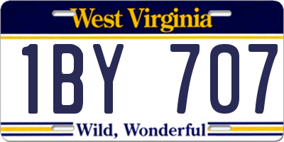 WV license plate 1BY707
