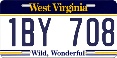 WV license plate 1BY708