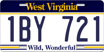 WV license plate 1BY721