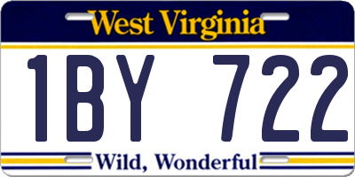 WV license plate 1BY722