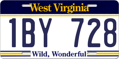 WV license plate 1BY728