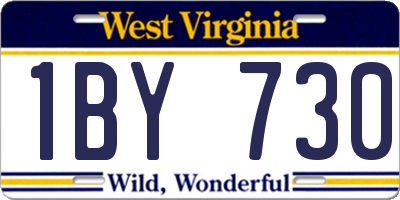 WV license plate 1BY730