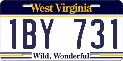 WV license plate 1BY731