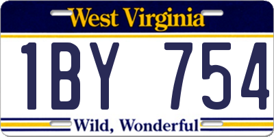 WV license plate 1BY754