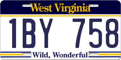 WV license plate 1BY758