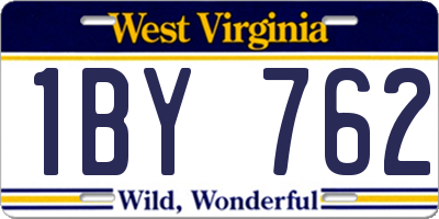WV license plate 1BY762