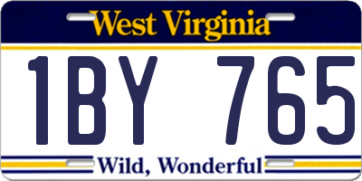 WV license plate 1BY765